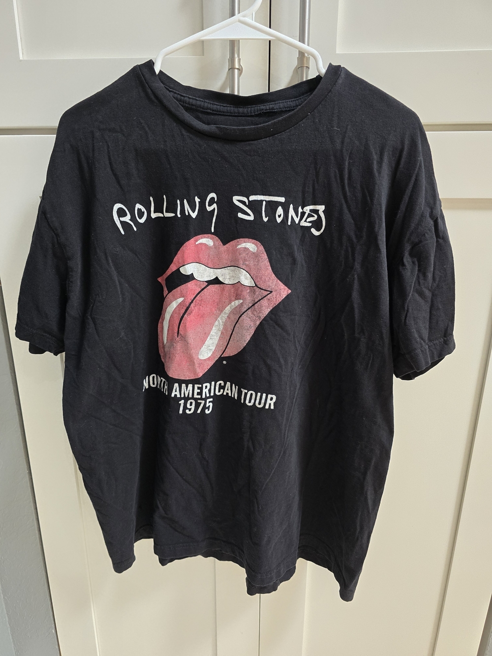 the Rolling Stones Black Short Sleeve Tee with Red Tongue Logo